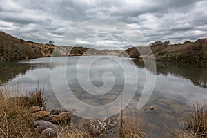 Cloudy Hengistbury head lake photo