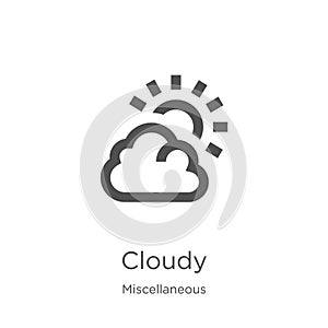 cloudy icon vector from miscellaneous collection. Thin line cloudy outline icon vector illustration. Outline, thin line cloudy