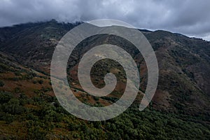 Cloudy landscape in Puerto de Honduras, Extremadura, Spain photo