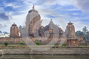 Cloudy Landscape View of Brahmeswara Temple is an ancient Hindu temple built in 9th century CE, is richly carved inside and out.