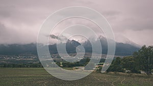 Cloudy and misty Slovakian Western Carpathian Tatra Mountain sky