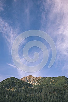 Cloudy and misty Slovakian Western Carpathian Tatra Mountain sky