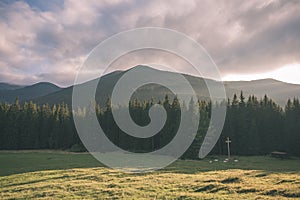 Cloudy and misty Slovakian Western Carpathian Tatra Mountain sky