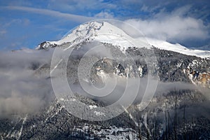 Cloudy montain in Crans-Montana photo