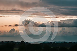 Cloudy morning sky with layer of cirrostratus clouds, soft atmosphere