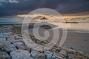 Cloudy morning view at Pantai Karang Sanur Bali, Indonesia