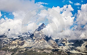 Cloudy mountain landscape with the Matterhorn peak, Switzerland