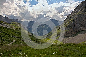 Cloudy mountains andd valley  in the French Alps