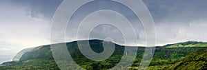 Cloudy mountains of flores, acores islands photo