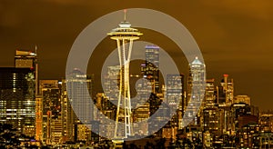 Cloudy Night at Downtown Seattle