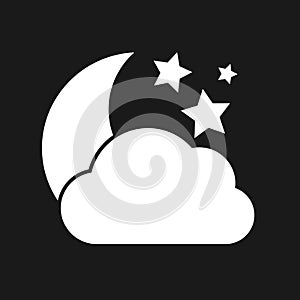 Cloudy night Icon. White weather icon