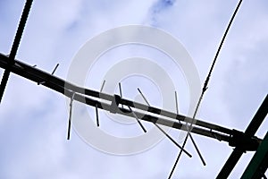 Cloudy and old type antenna sky background in Bursa Turkey