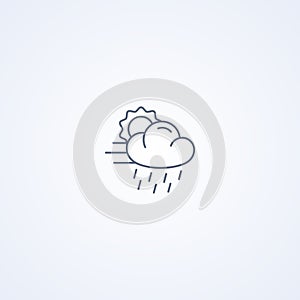 Cloudy, rain and wind, vector best gray line icon