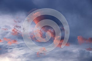 Cloudy and red sky at susnet, background