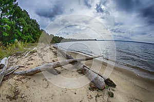 Cloudy skies over body of water