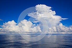 Cloudy skies and sea offshore