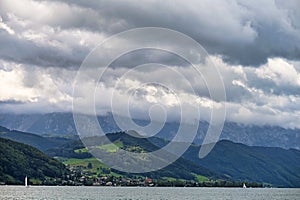 Cloudy sky above the Lake Attersee