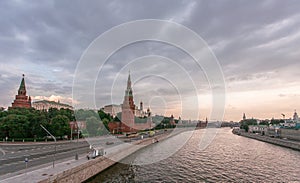 Cloudy sky above the Moskow Kremlin and river