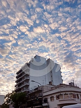 Cloudy sky in the city at the morning photo