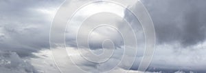 Cloudy sky with dramatic rain clouds, panorama