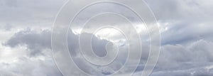 Cloudy sky with dramatic rain clouds, panorama
