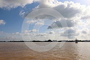 cloudy sky on mekong river in summer