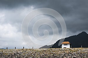 Cloudy sky outdoor house hill