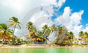 Cloudy sky over Bas du Fort beach in Guadeloupe