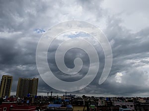 Cloudy sky over the city because of low pressure