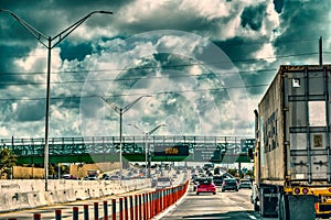 Cloudy sky over the highway in Miami