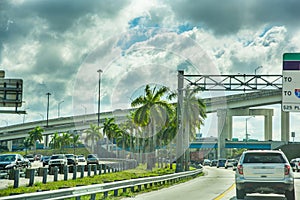 Cloudy sky over Miami traffic