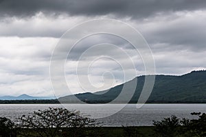 A cloudy sky over the river