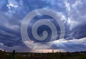 Cloudy sky before rain, sunset