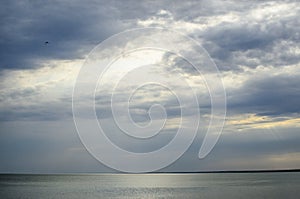 Cloudy sky on the sea with clouds