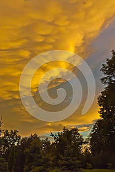 Cloudy sky after storm on sunset