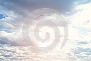 Cloudy sky in sunlight,clouds background at sunset