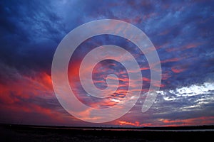 Cloudy sky sunset at the beach