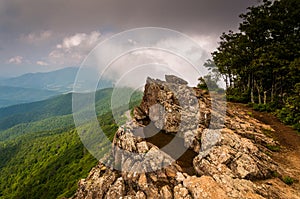 Cloudy spring view from Little Stony Man Cliffs in Shenandoah National Park photo