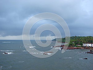 A Cloudy Storm over an Ocean at Dona Paula, Panaji, Goa...