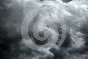 Cloudy stormy black and white dramatic sky