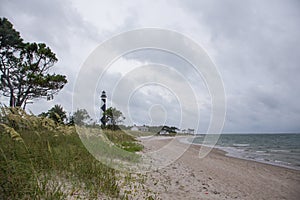 Cloudy Stormy Skies over Cape Lookout Light house