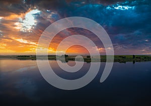 Cloudy sunrise in Danube Delta