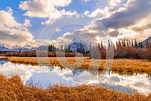 Cloudy Sunrise Over Banff Mountains