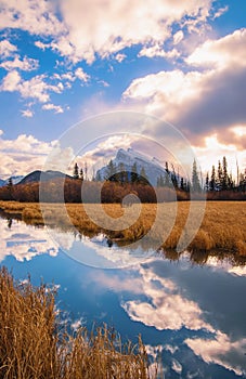 Cloudy Sunrise Over Banff Mountains