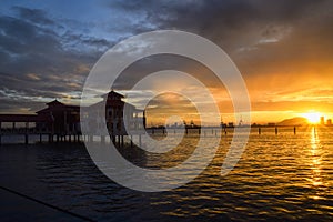 Cloudy sunrise view in Weld Quay, Penang.