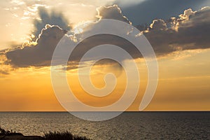 Cloudy sunset in Ashkelon beach, Israel