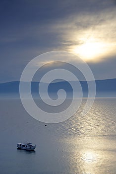 Cloudy sunset over Lake Baikal and Island Olkhon, Russian Federation