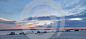 Cloudy sunset over sandy Beach