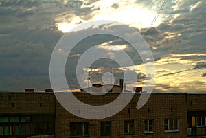 Cloudy sunset view from the window