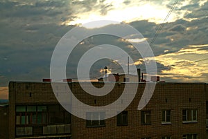 Cloudy sunset view from the window